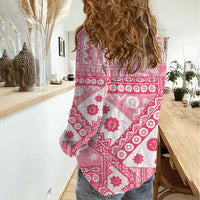 Pink Bula Fiji Women Casual Shirt Unique Masi Tapa Pattern LT14 - Polynesian Pride
