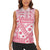 Pink Bula Fiji Women Sleeveless Polo Shirt Unique Masi Tapa Pattern