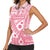 Pink Bula Fiji Women Sleeveless Polo Shirt Unique Masi Tapa Pattern