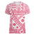 Pink Bula Fiji Women V-Neck T-Shirt Unique Masi Tapa Pattern