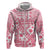 Pink Bula Fiji Zip Hoodie Unique Masi Tapa Pattern