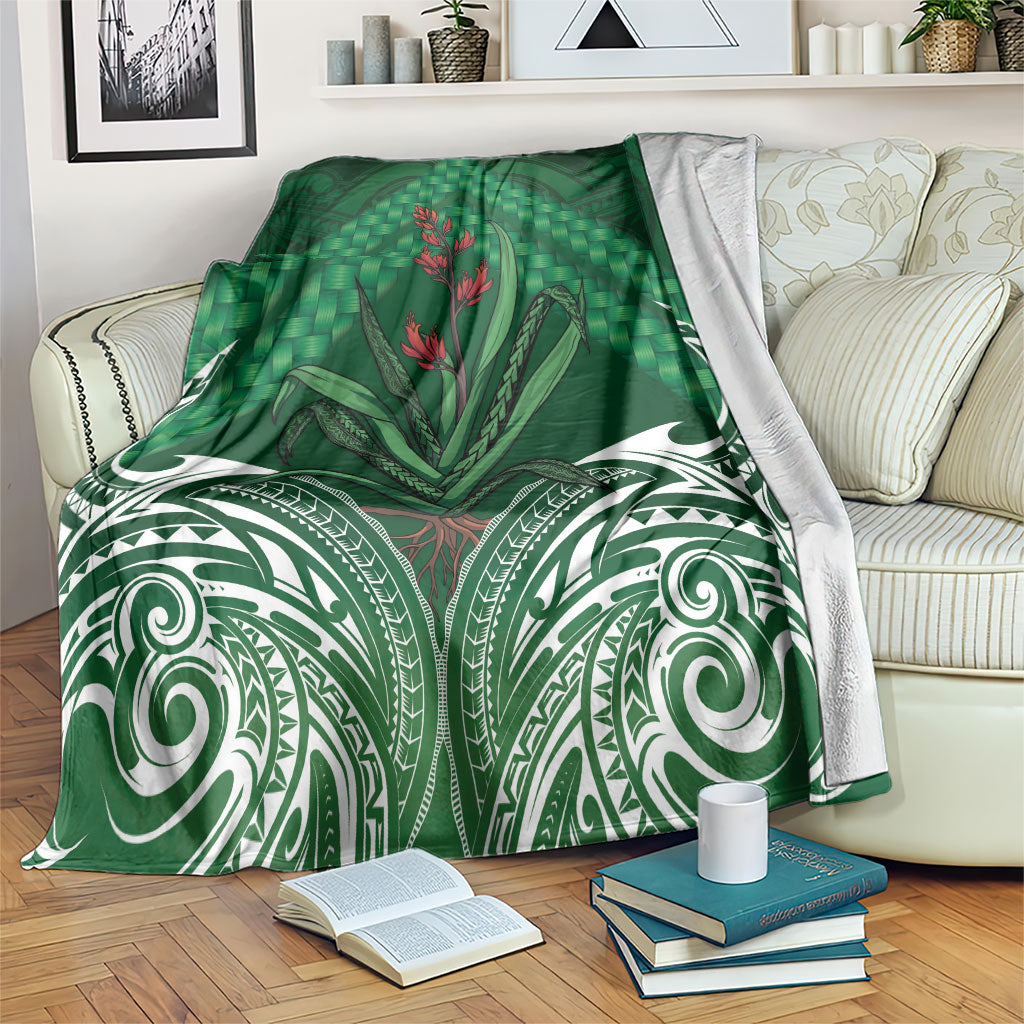 Rongoa Maori New Zealand Harakeke Blanket NZ Weaving Pattern Green LT14 Green - Polynesian Pride
