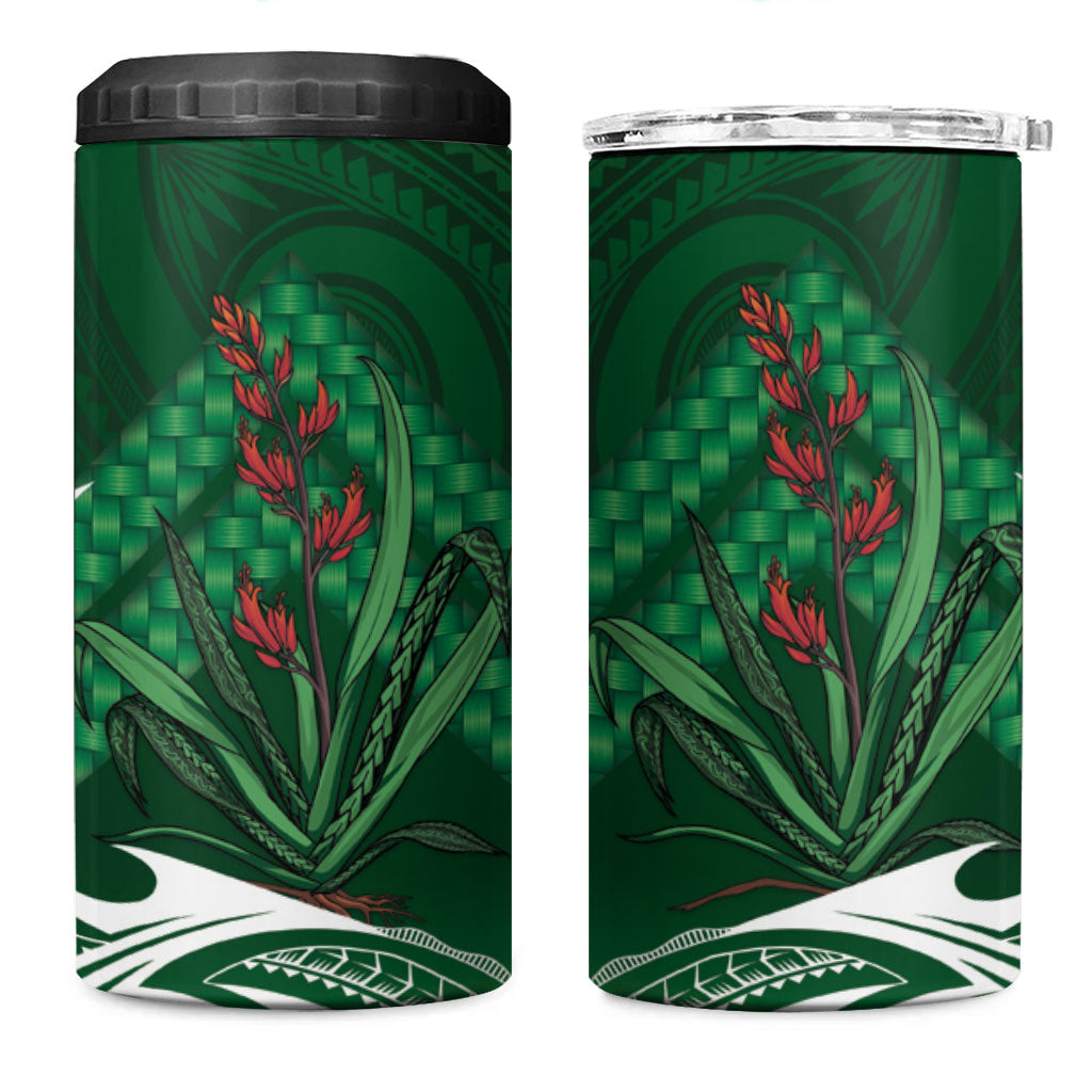 Rongoa Maori New Zealand Harakeke 4 in 1 Can Cooler Tumbler NZ Weaving Pattern Green LT14 One Size: 16 oz Green - Polynesian Pride