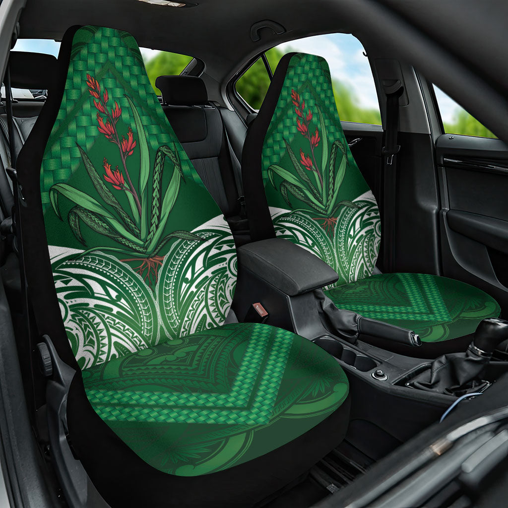 Rongoa Maori New Zealand Harakeke Car Seat Cover NZ Weaving Pattern Green LT14 One Size Green - Polynesian Pride