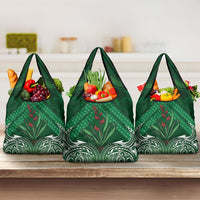 Rongoa Maori New Zealand Harakeke Grocery Bag NZ Weaving Pattern Green LT14 3-pack One Size Green - Polynesian Pride
