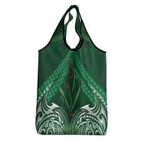 Rongoa Maori New Zealand Harakeke Grocery Bag NZ Weaving Pattern Green LT14 - Polynesian Pride