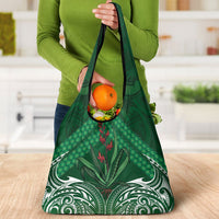 Rongoa Maori New Zealand Harakeke Grocery Bag NZ Weaving Pattern Green LT14 - Polynesian Pride