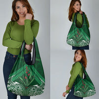 Rongoa Maori New Zealand Harakeke Grocery Bag NZ Weaving Pattern Green LT14 - Polynesian Pride