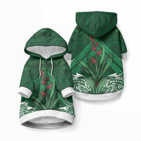 Rongoa Maori New Zealand Harakeke Pet Hoodie NZ Weaving Pattern Green LT14 Pullover Green - Polynesian Pride