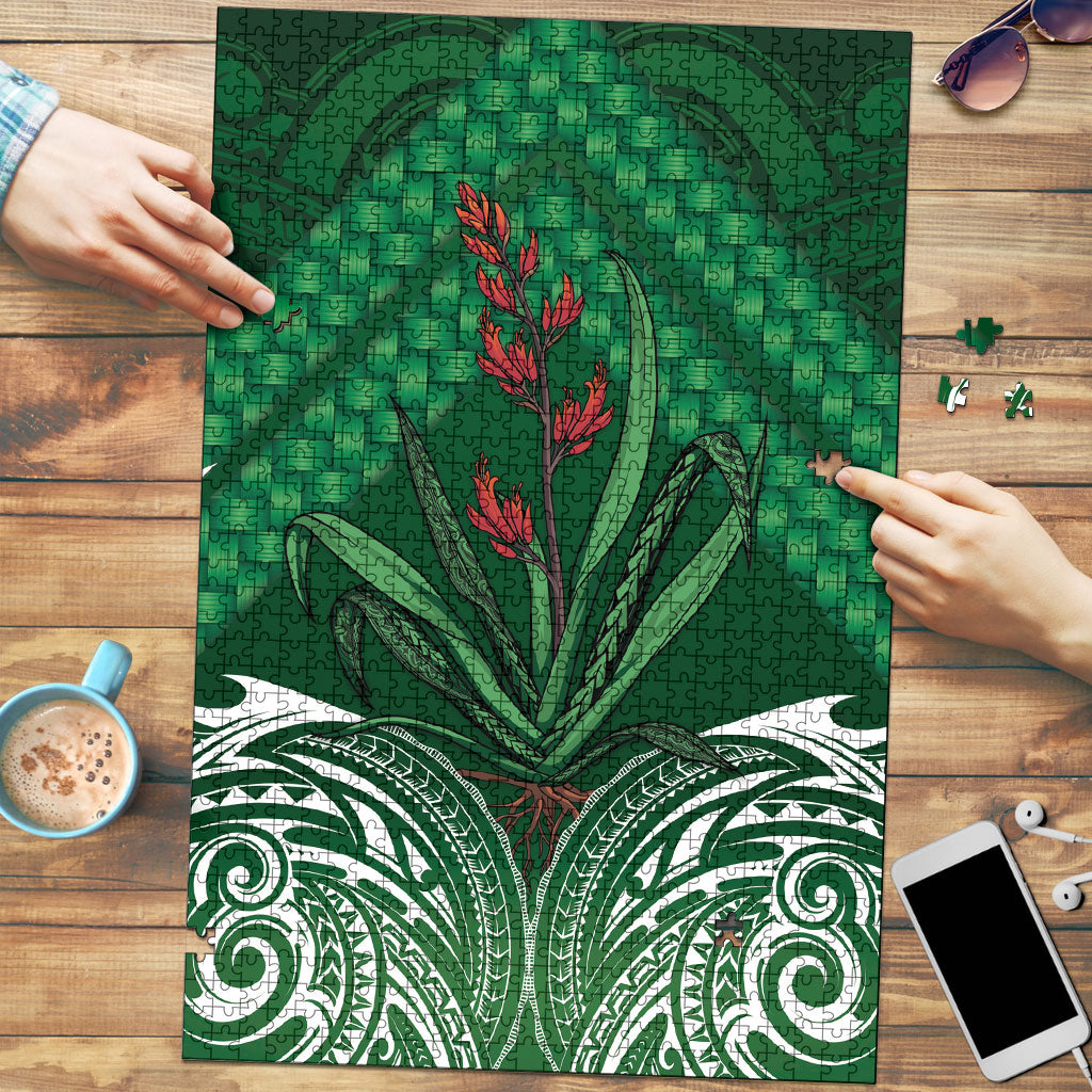Rongoa Maori New Zealand Harakeke Puzzle NZ Weaving Pattern Green LT14 Green - Polynesian Pride