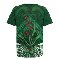 Rongoa Maori New Zealand Harakeke Rugby Jersey NZ Weaving Pattern Green LT14 - Polynesian Pride