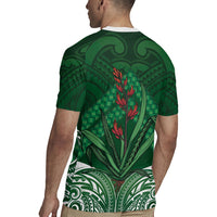 Rongoa Maori New Zealand Harakeke Rugby Jersey NZ Weaving Pattern Green LT14 - Polynesian Pride
