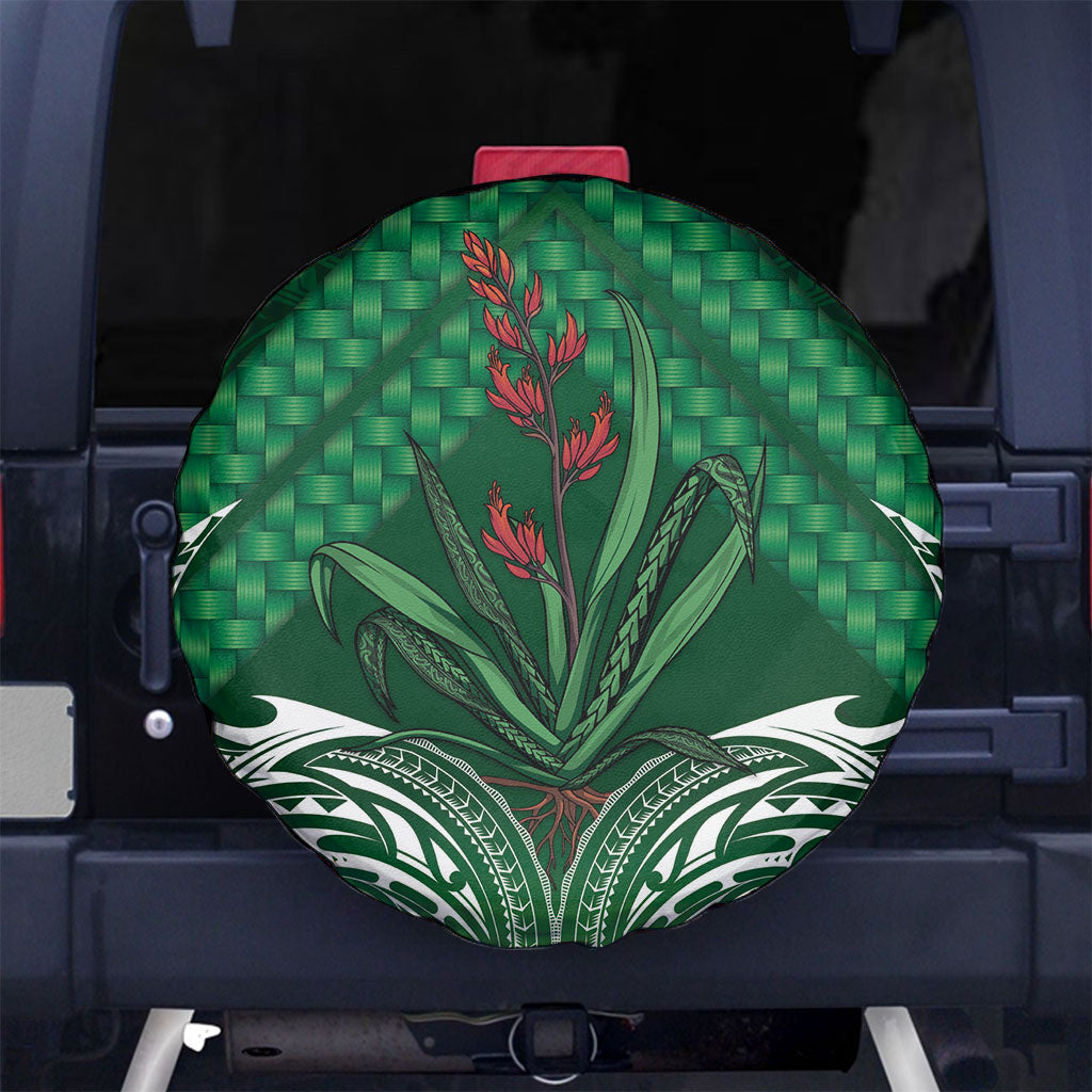 Rongoa Maori New Zealand Harakeke Spare Tire Cover NZ Weaving Pattern Green LT14 No hole Green - Polynesian Pride
