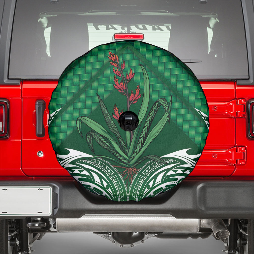 Rongoa Maori New Zealand Harakeke Spare Tire Cover NZ Weaving Pattern Green LT14 - Polynesian Pride