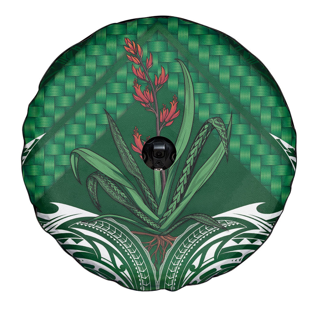 Rongoa Maori New Zealand Harakeke Spare Tire Cover NZ Weaving Pattern Green LT14 - Polynesian Pride