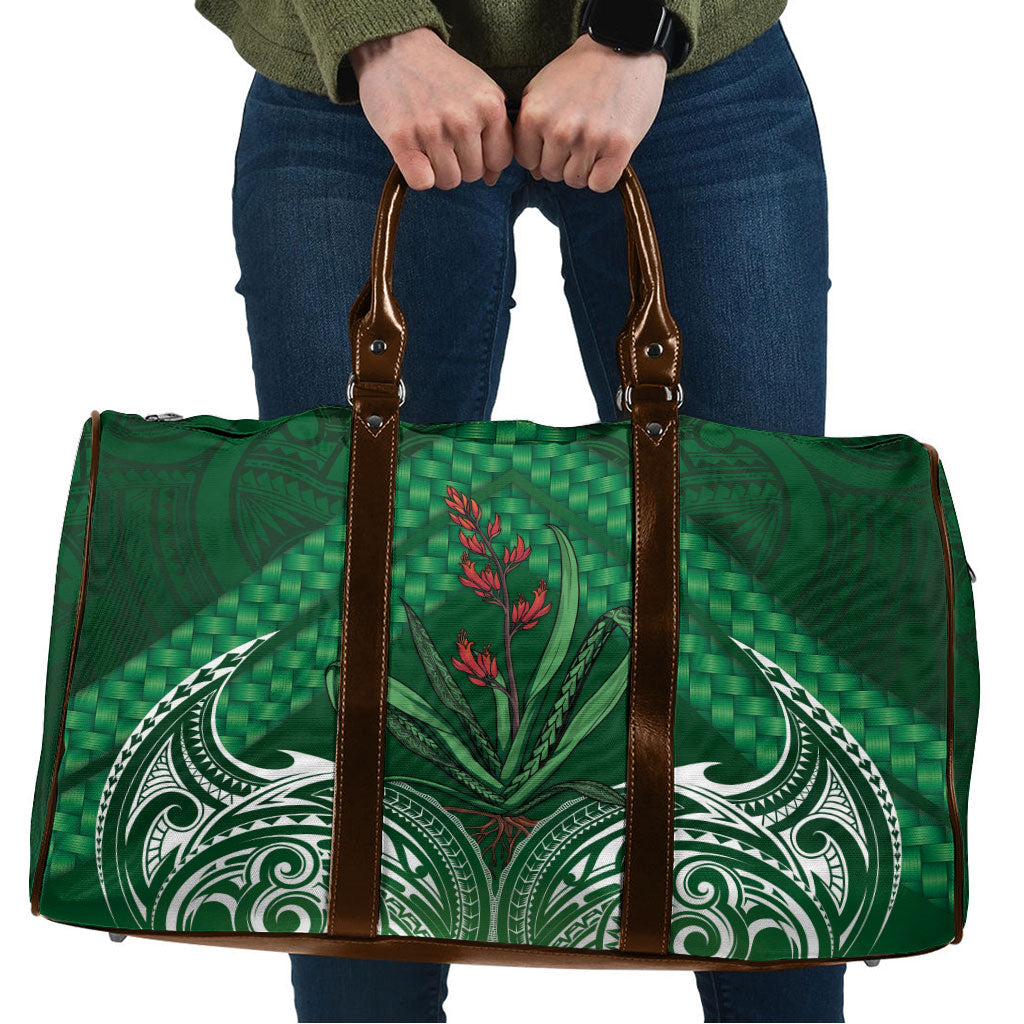 Rongoa Maori New Zealand Harakeke Travel Bag NZ Weaving Pattern Green LT14 Green - Polynesian Pride