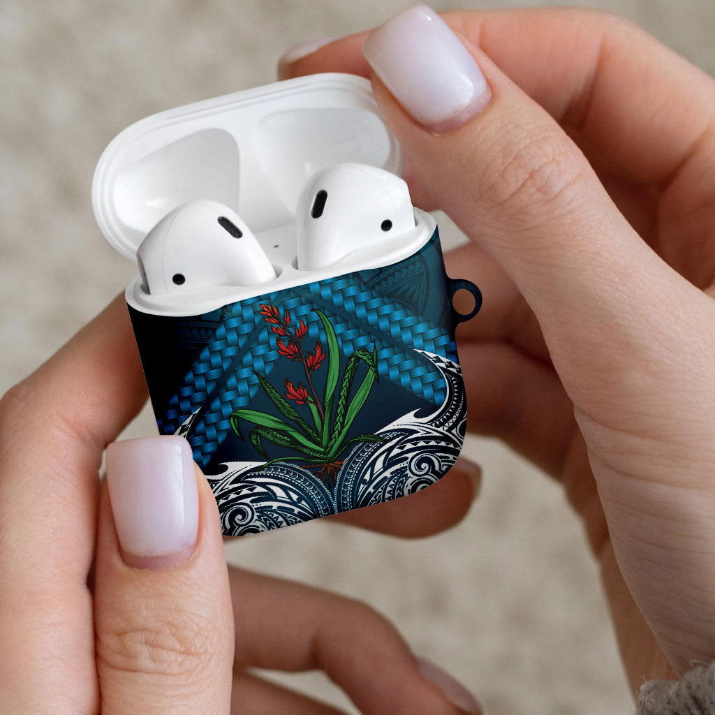Rongoa Maori New Zealand Harakeke AirPods Case NZ Weaving Pattern Dark Teal LT14 - Polynesian Pride
