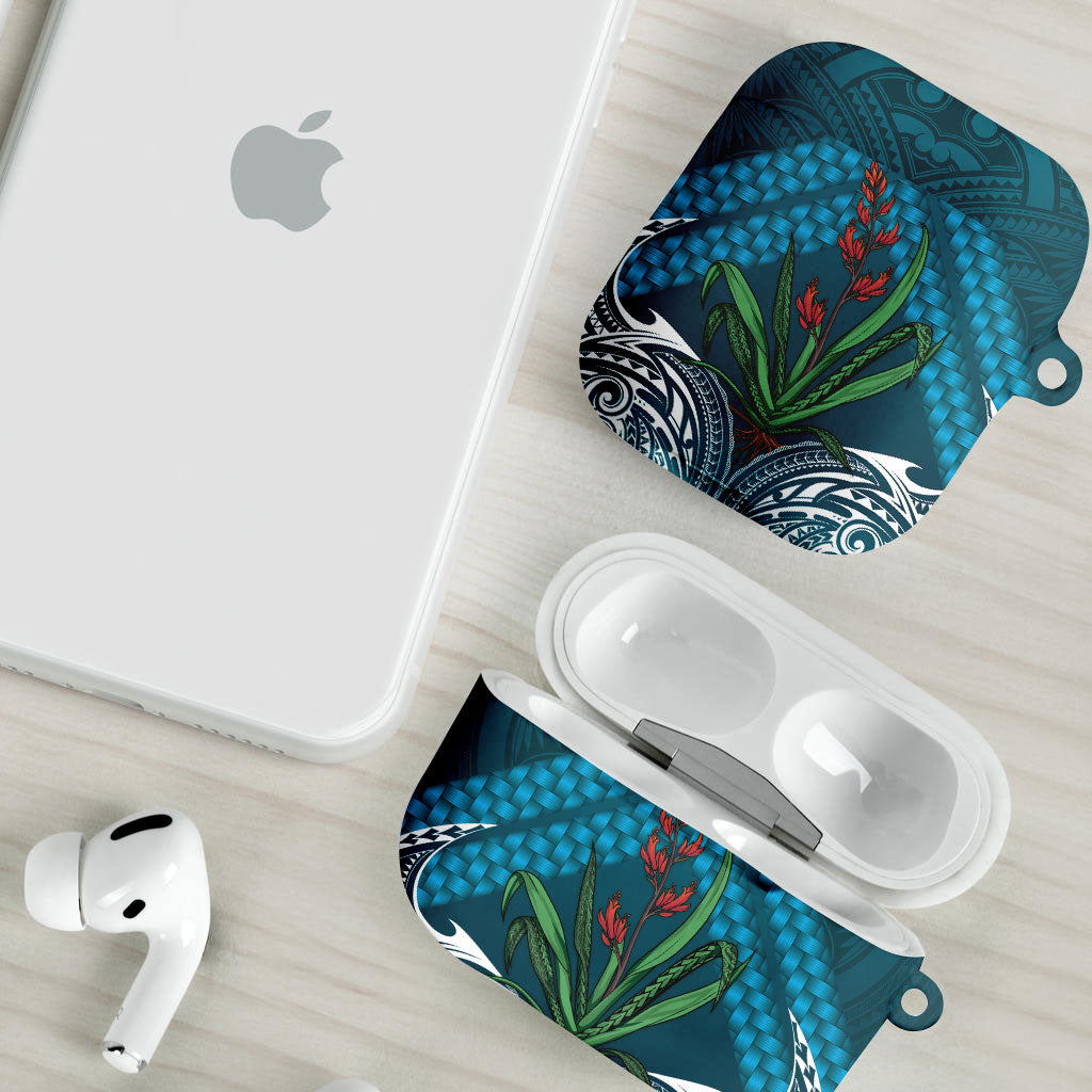 Rongoa Maori New Zealand Harakeke AirPods Case NZ Weaving Pattern Dark Teal LT14 - Polynesian Pride