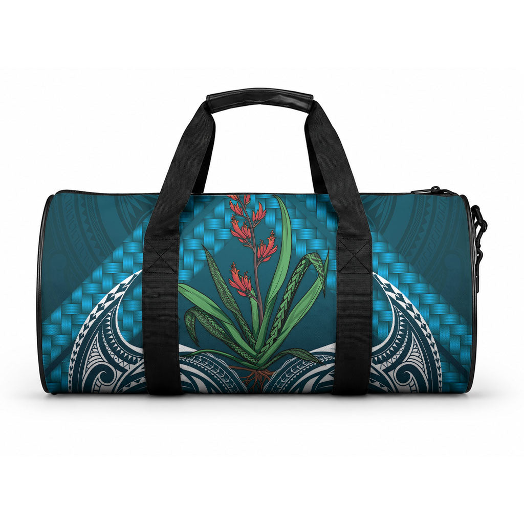 Rongoa Maori New Zealand Harakeke Duffle Bag NZ Weaving Pattern Dark Teal LT14 One size Dark Teal - Polynesian Pride