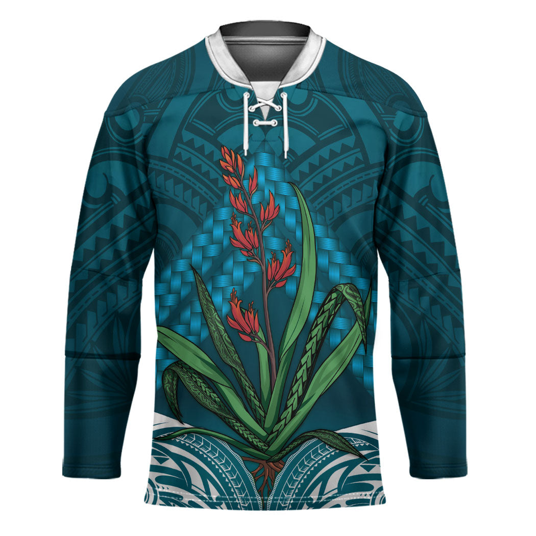 Rongoa Maori New Zealand Harakeke Hockey Jersey NZ Weaving Pattern Dark Teal LT14 Unisex Dark Teal - Polynesian Pride