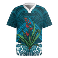 Rongoa Maori New Zealand Harakeke Rugby Jersey NZ Weaving Pattern Dark Teal LT14 Dark Teal - Polynesian Pride