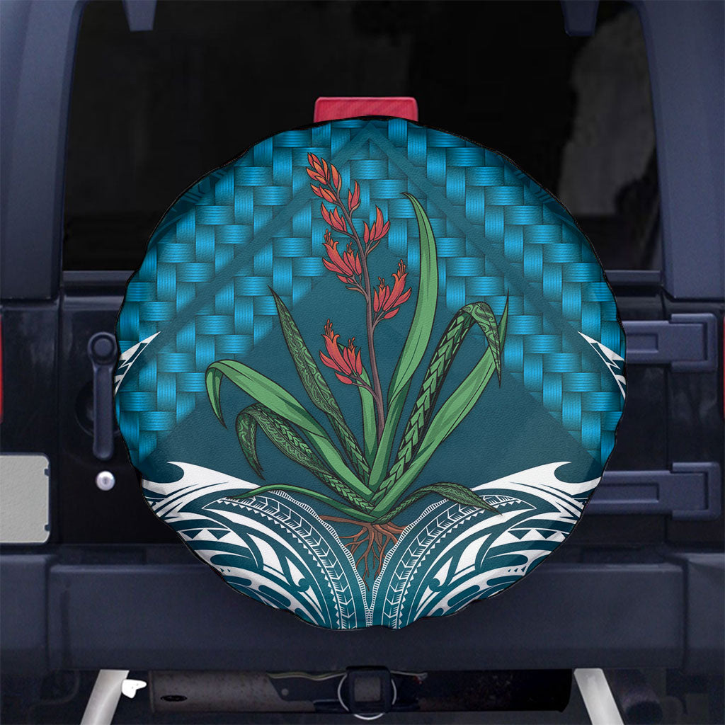 Rongoa Maori New Zealand Harakeke Spare Tire Cover NZ Weaving Pattern Dark Teal LT14 No hole Dark Teal - Polynesian Pride