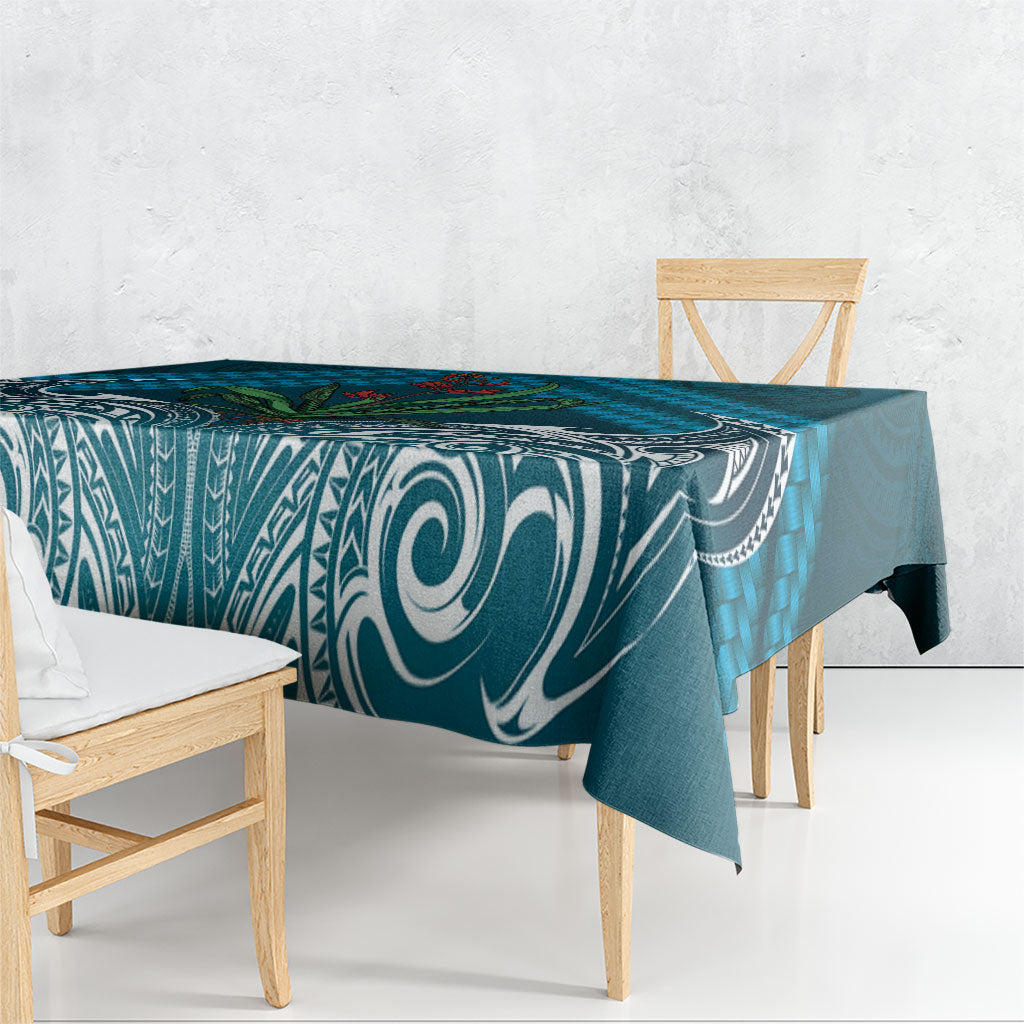 Rongoa Maori New Zealand Harakeke Tablecloth NZ Weaving Pattern Dark Teal LT14 - Polynesian Pride