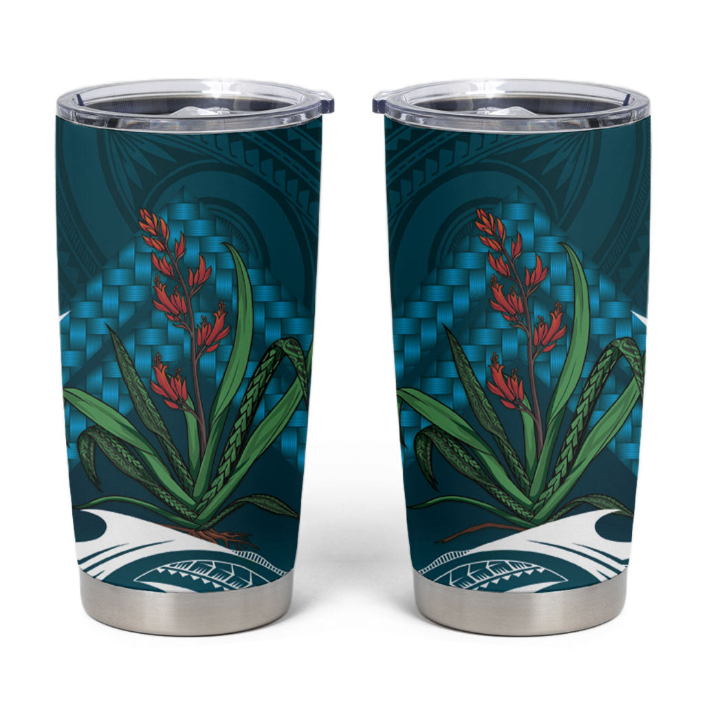 Rongoa Maori New Zealand Harakeke Tumbler Cup NZ Weaving Pattern Dark Teal LT14 Dark Teal - Polynesian Pride