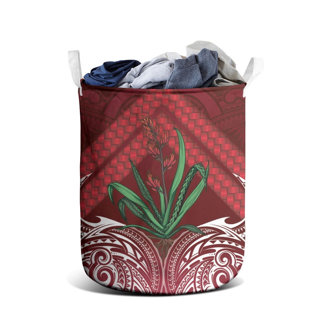Rongoa Maori New Zealand Harakeke Laundry Basket NZ Weaving Pattern Red LT14 - Polynesian Pride