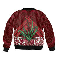 Rongoa Maori New Zealand Harakeke Bomber Jacket NZ Weaving Pattern Red LT14 - Polynesian Pride