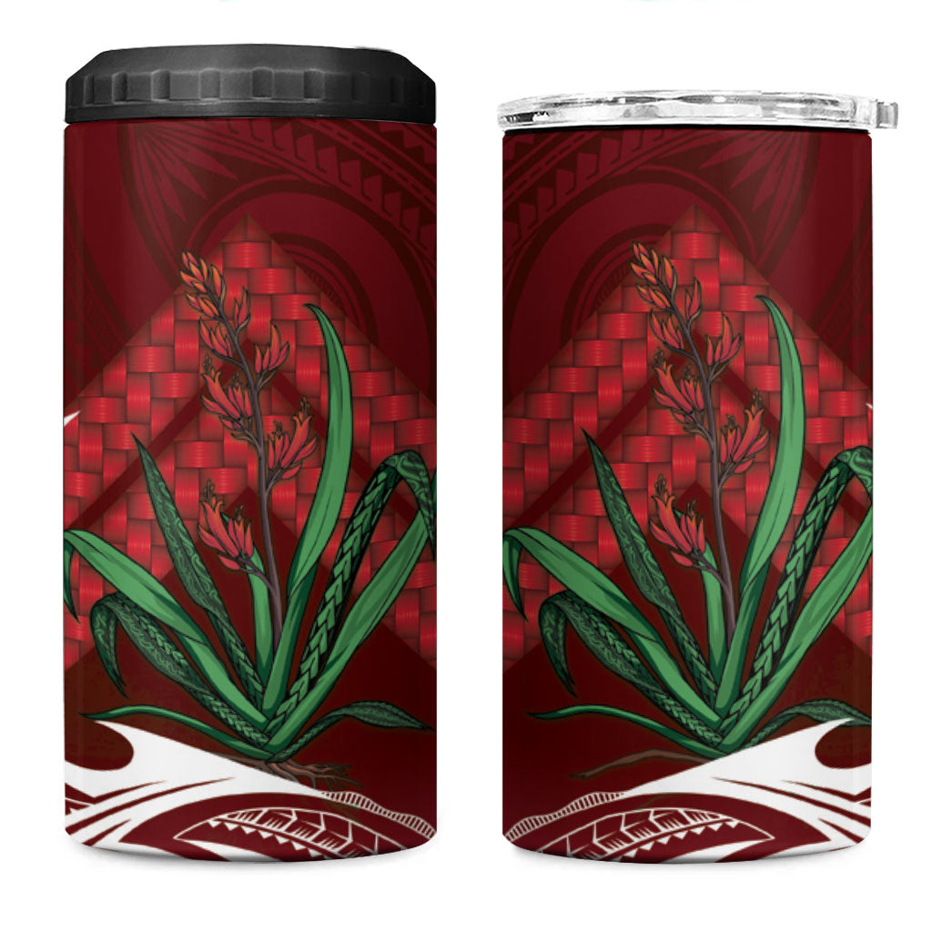 Rongoa Maori New Zealand Harakeke 4 in 1 Can Cooler Tumbler NZ Weaving Pattern Red LT14 One Size: 16 oz Red - Polynesian Pride