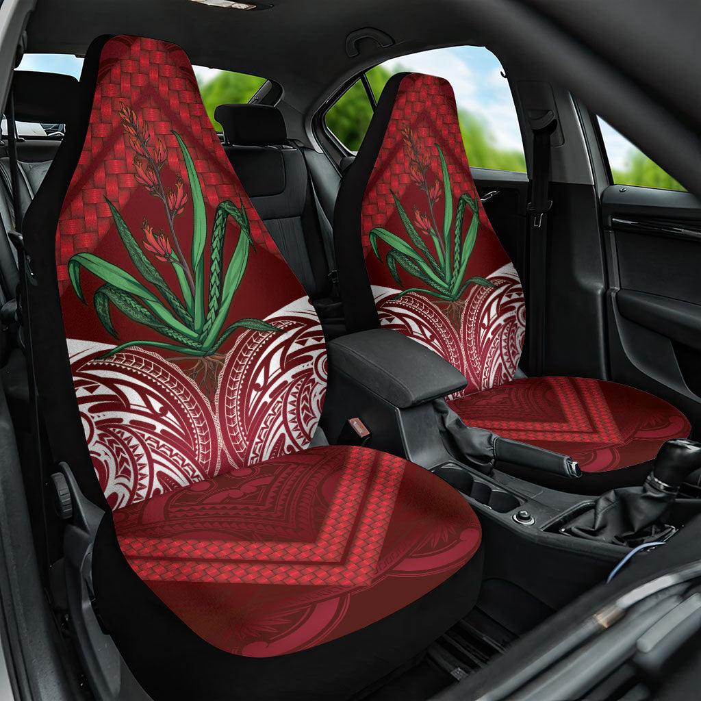 Rongoa Maori New Zealand Harakeke Car Seat Cover NZ Weaving Pattern Red LT14 One Size Red - Polynesian Pride