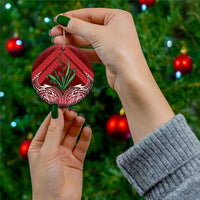 Rongoa Maori New Zealand Harakeke Ceramic Ornament NZ Weaving Pattern Red LT14 - Polynesian Pride