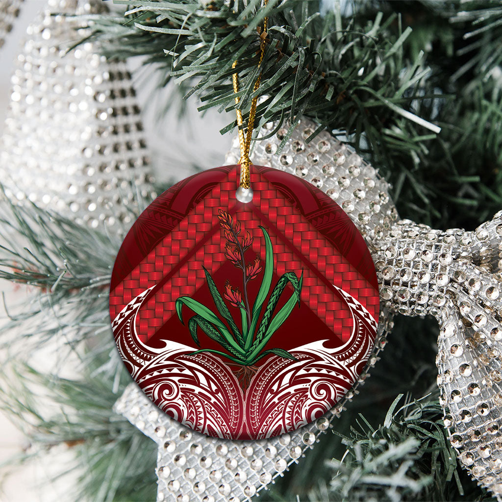 Rongoa Maori New Zealand Harakeke Ceramic Ornament NZ Weaving Pattern Red LT14 - Polynesian Pride