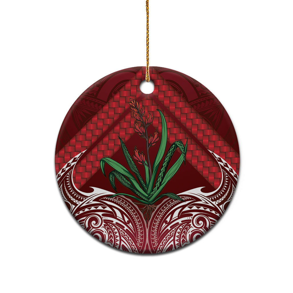 Rongoa Maori New Zealand Harakeke Ceramic Ornament NZ Weaving Pattern Red LT14 - Polynesian Pride