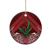 Rongoa Maori New Zealand Harakeke Ceramic Ornament NZ Weaving Pattern Red LT14 - Polynesian Pride