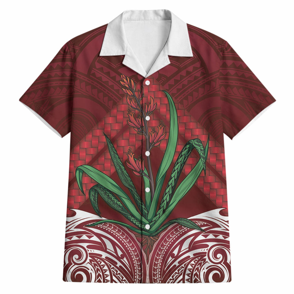 Rongoa Maori New Zealand Harakeke Hawaiian Shirt NZ Weaving Pattern Red LT14 Red - Polynesian Pride