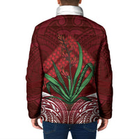 Rongoa Maori New Zealand Harakeke Padded Jacket NZ Weaving Pattern Red LT14 - Polynesian Pride