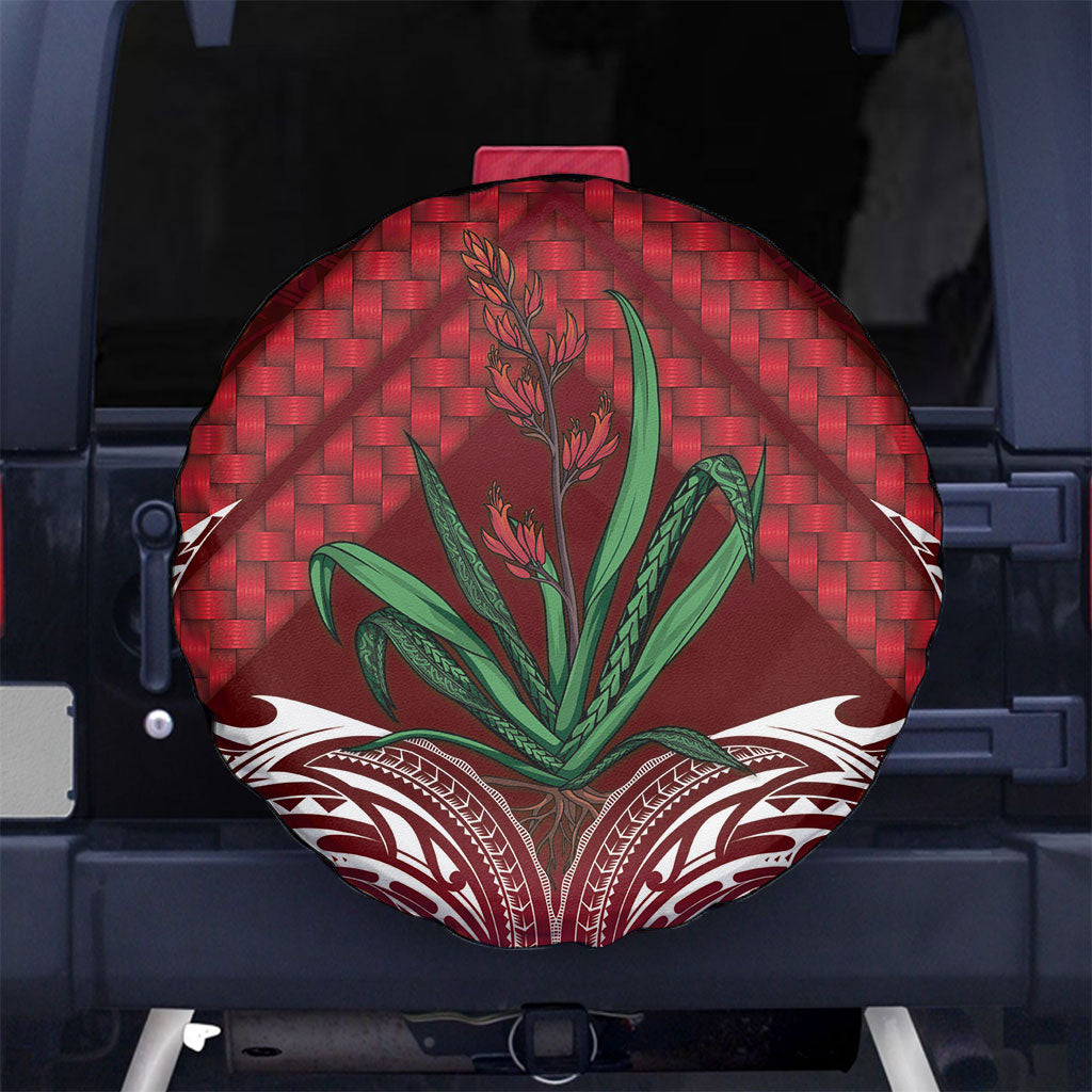 Rongoa Maori New Zealand Harakeke Spare Tire Cover NZ Weaving Pattern Red LT14 No hole Red - Polynesian Pride
