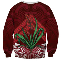 Rongoa Maori New Zealand Harakeke Sweatshirt NZ Weaving Pattern Red LT14 - Polynesian Pride