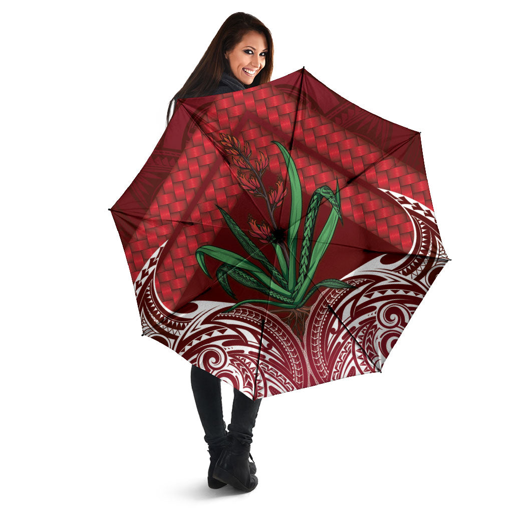 Rongoa Maori New Zealand Harakeke Umbrella NZ Weaving Pattern Red LT14 - Polynesian Pride