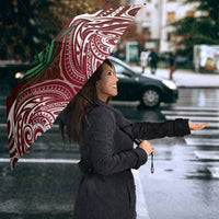 Rongoa Maori New Zealand Harakeke Umbrella NZ Weaving Pattern Red LT14 - Polynesian Pride