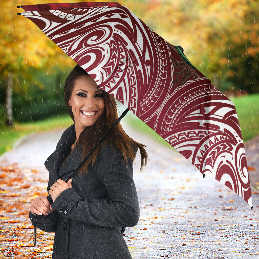 Rongoa Maori New Zealand Harakeke Umbrella NZ Weaving Pattern Red LT14 - Polynesian Pride
