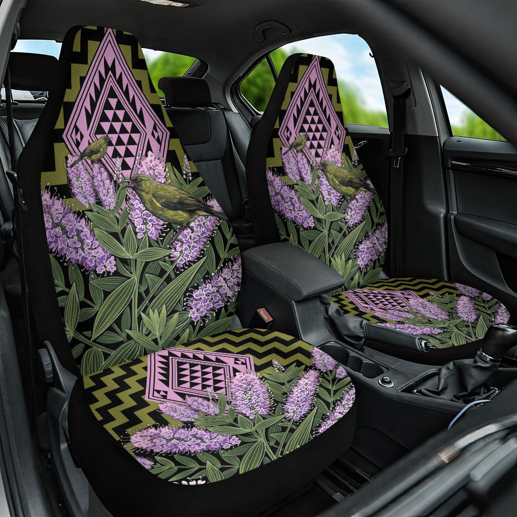 Rongoa Maori New Zealand Koromiko Car Seat Cover NZ Hebe Korimako Bellbird Poutama LT14 One Size Green - Polynesian Pride