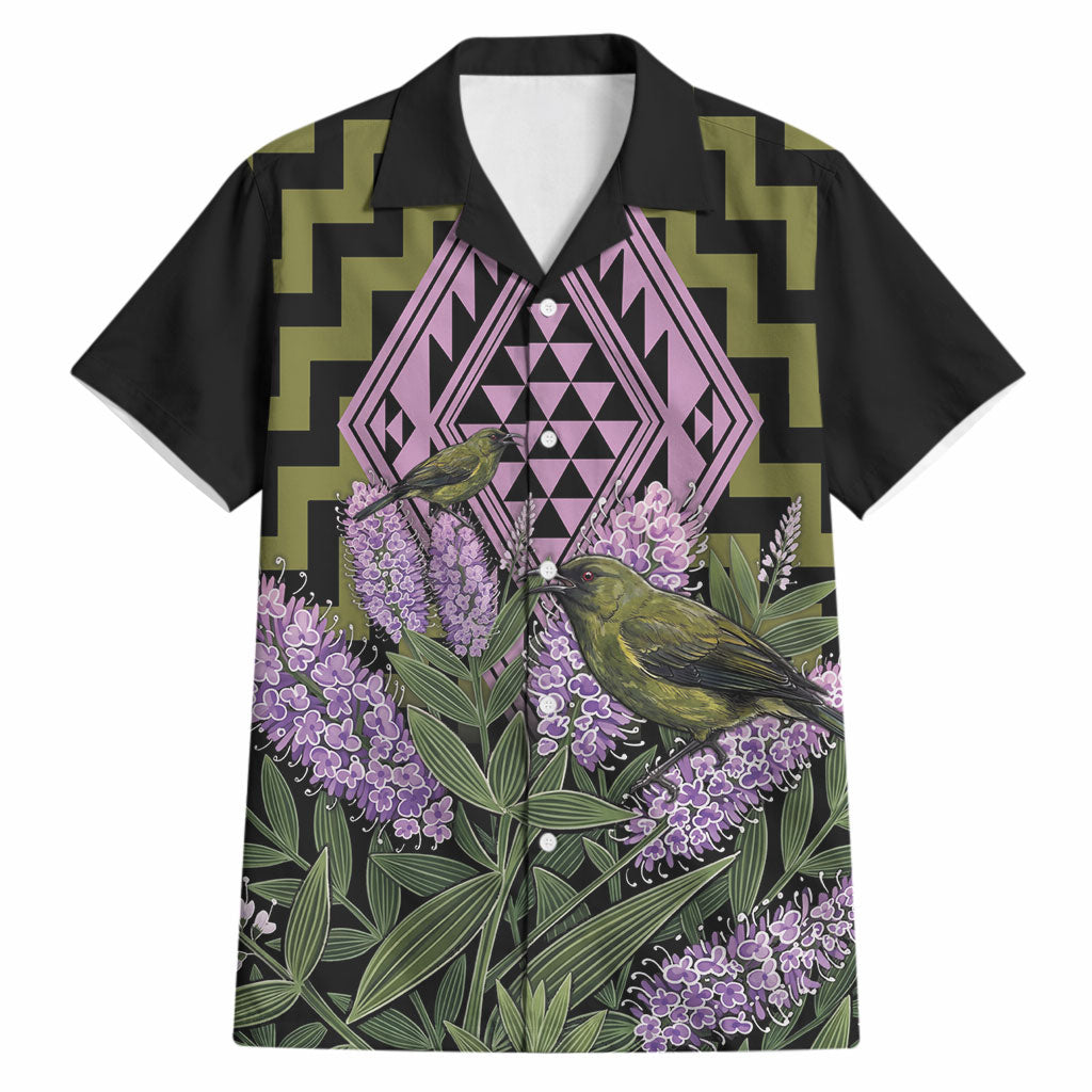 Rongoa Maori New Zealand Koromiko Hawaiian Shirt NZ Hebe Korimako Bellbird Poutama LT14 Green - Polynesian Pride