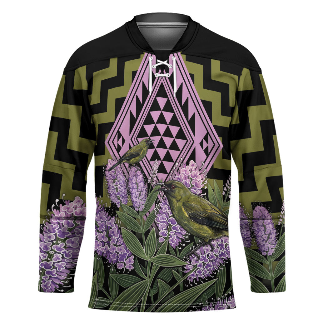 Rongoa Maori New Zealand Koromiko Hockey Jersey NZ Hebe Korimako Bellbird Poutama LT14 Unisex Green - Polynesian Pride