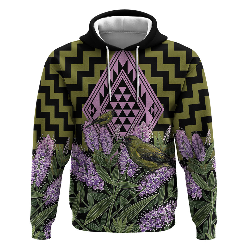 Rongoa Maori New Zealand Koromiko Hoodie NZ Hebe Korimako Bellbird Poutama LT14 Pullover Hoodie Green - Polynesian Pride