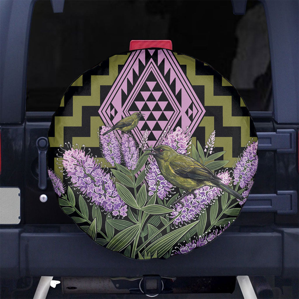 Rongoa Maori New Zealand Koromiko Spare Tire Cover NZ Hebe Korimako Bellbird Poutama LT14 No hole Green - Polynesian Pride
