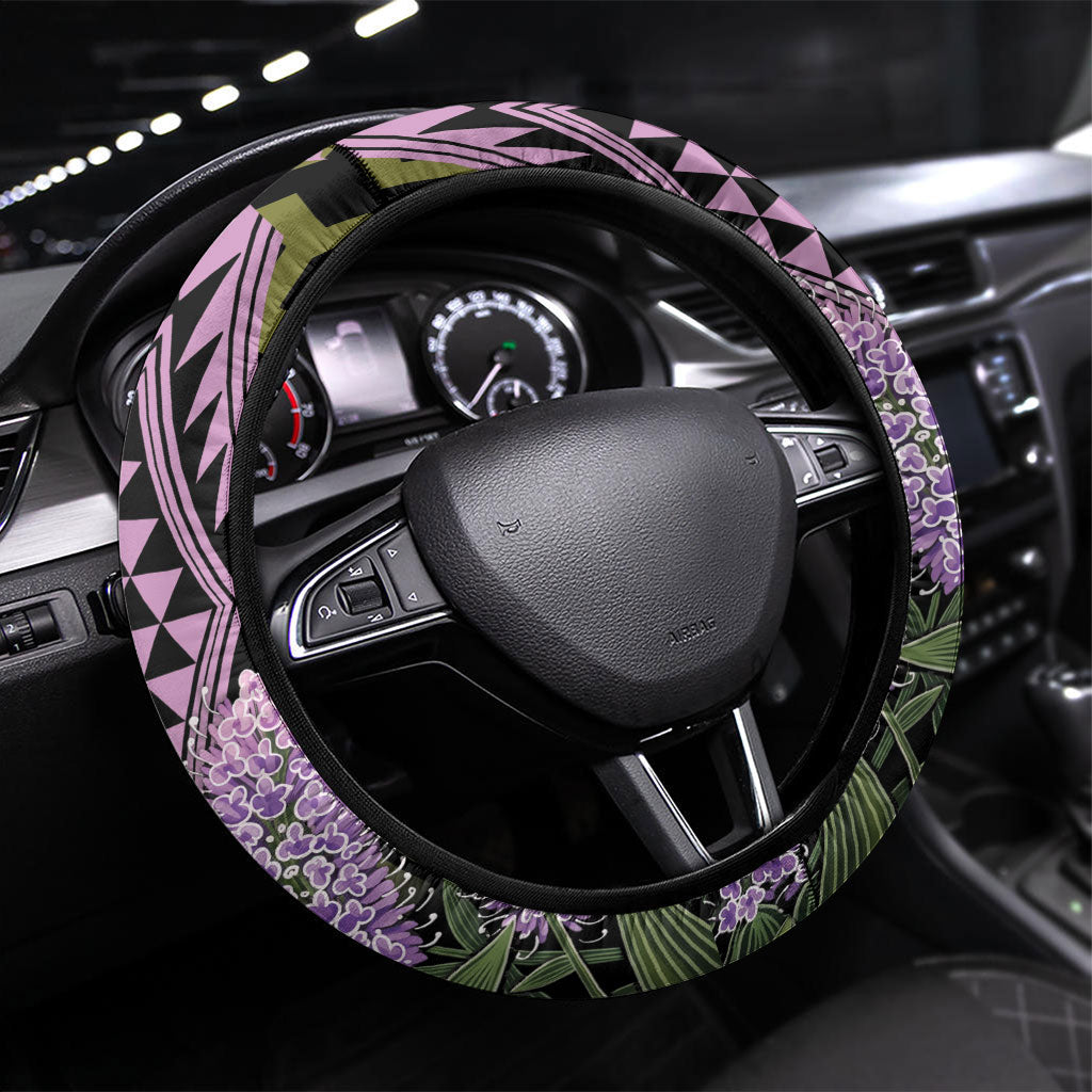 Rongoa Maori New Zealand Koromiko Steering Wheel Cover NZ Hebe Korimako Bellbird Poutama LT14 Universal Fit Green - Polynesian Pride