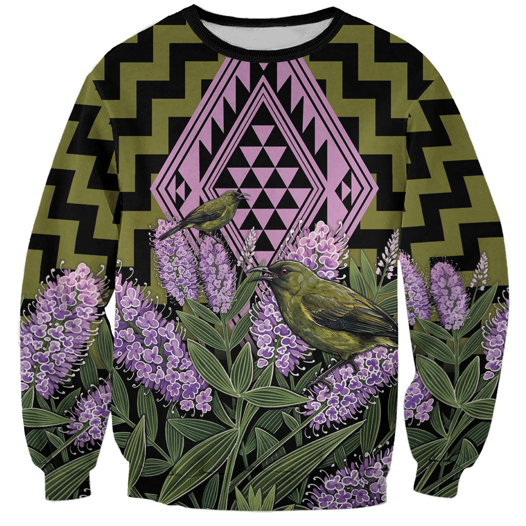 Rongoa Maori New Zealand Koromiko Sweatshirt NZ Hebe Korimako Bellbird Poutama LT14 Unisex Green - Polynesian Pride